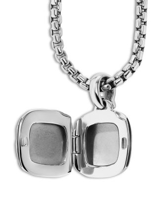 Sterling Silver Sculptured Cable Square Locket Pendant