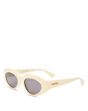 Shop Bottega Veneta Geometric Sunglasses, 52mm In Cream/gray Solid