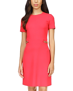 Shop Michael Kors Scuba Chain Hardware Mini Dress In Deep Pink