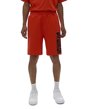 Helmut Lang French Terry 9 Stencil Shorts In Fiery Red