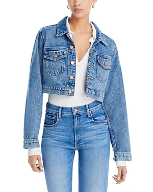 Shop Mother The Sugar Cone Skimp Cropped Denim Jacket In Mouthful