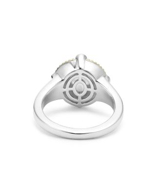 18K Yellow Gold & Sterling Silver Luna Cultured Freshwater Pearl & Diamond Halo Ring