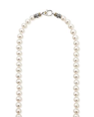 18K Yellow Gold & Sterling Silver Luna Cultured Freshwater Pearl Collar Necklace, 24"