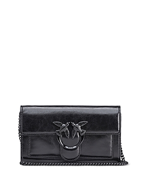 Pinko Love One Leather Wallet In Limo Black