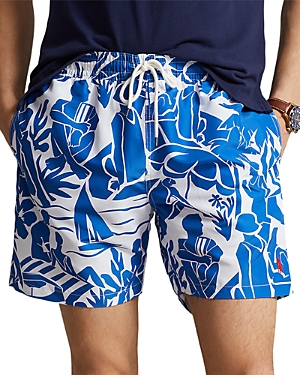 Shop Polo Ralph Lauren Printed Classic Fit 5.75 Swim Trunks In Pampelonne Convo