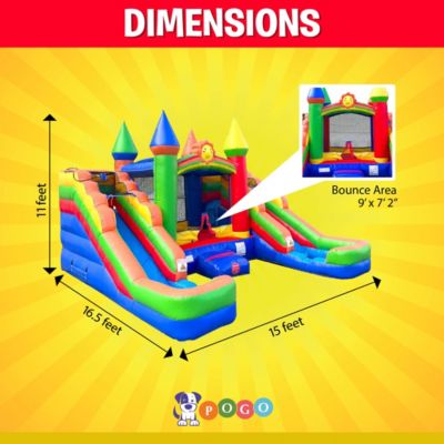 Inflatable Bounce House and Double Slide Combo Unit (Without Blower) - Crossover Combo Bouncer, Kids Outdoor Toys, Jumpers for Kids
