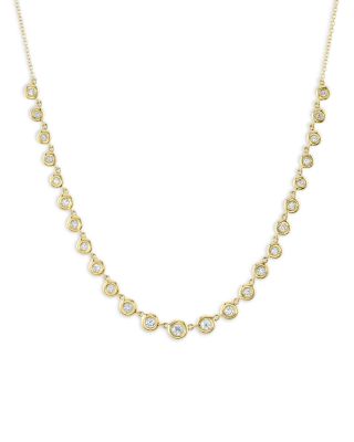 Moon & Meadow - 14K Yellow Gold Bailey Diamond Bezel Collar Necklace, 15-18"