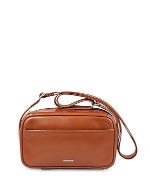 Shop Sandro Mini Leather Bag In Brown