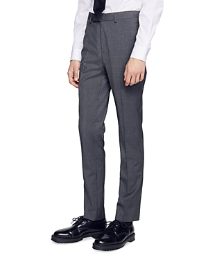 Sandro Formal Classic Fit Wool Suit Trousers In Mocked Grey
