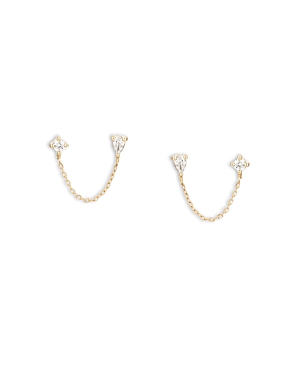 Shop Adina Reyter 14k Yellow Gold Diamond Pear & Round Double Pierce Chain Post Earrings