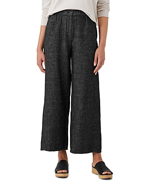 Eileen Fisher Cropped Wide-leg Hemp-organic Cotton Pants In Black
