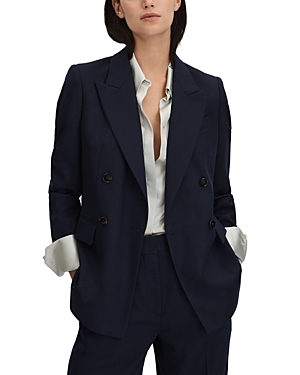 Shop Reiss Harley Double Breasted Blazer In Navy