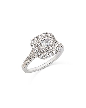 Shop Bloomingdale's Diamond Princess & Round Double Halo Ring In 14k White Gold, 1.0 Ct. T.w.