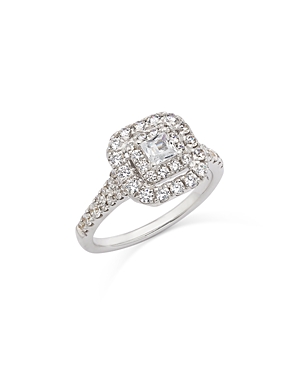 Bloomingdale's Diamond Princess & Round Double Halo Ring in 14K White Gold, 1.0 ct. t.w.