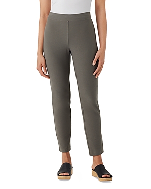 Eileen Fisher Slim Ankle Stretch Crepe Pants In Grave