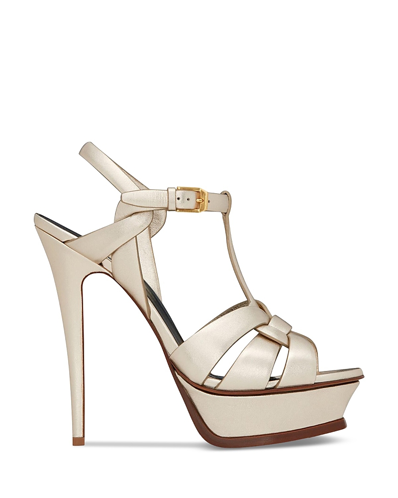 Saint Laurent Women's Tribute Platform Sandals in Crepe De Chine