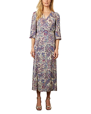 Gerard Darel Edna Paisley Print Wrap Dress In Natural