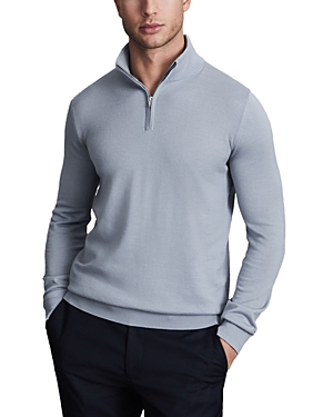 Shop Reiss Blackhall Slim Fit Quarter Zip Merino Wool Sweater In China Blue