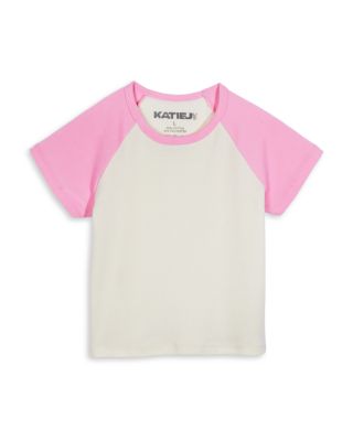 KatieJnyc - Girls' Rowan Cotton Blend Contrast Raglan Camp Tee - Big Kid