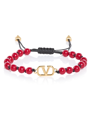 Valentino Garavani V Logo Beaded Bracelet