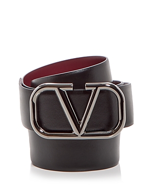 Valentino Garavani Men's Reversible Leather Belt In Black/red