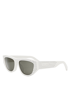 Shop Celine Animation Cat Eye Sunglasses, 55mm In White/gray Solid