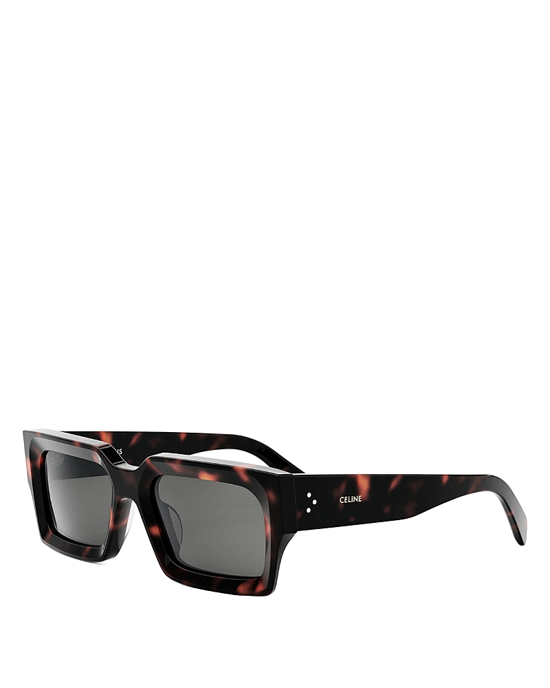 Celine 54mm Rectangular Sunglasses In Havana/gray Solid