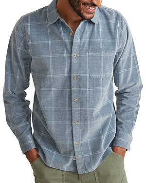 Shop Marine Layer Cotton Corduroy Plaid Standard Fit Button Down Shirt In Indigo Plaid