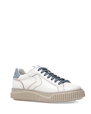 Shop Voile Blanche Women's Lipari Lace Up Low Top Sneakers In White/pale Blue