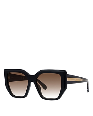 Shop Stella Mccartney Geometric Sunglasses, 54mm In Black/brown Gradient