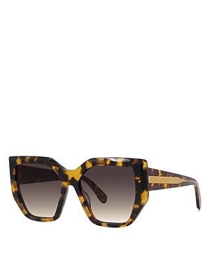 Shop Stella Mccartney Geometric Sunglasses, 54mm In Blonde Havana/gray Gradient