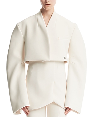 Shop A.w.a.k.e. Rounded Sleeve Cropped Jacket In Ivory