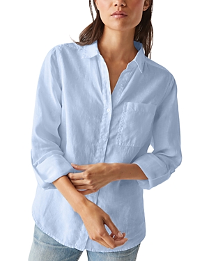 Shop Michael Stars Spencer Linen Shirt In Water