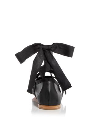 Women's Buckled Ankle Tie Ballet Flats