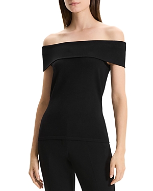 Shop Theory Off-the-shoulder Draped Top In Black