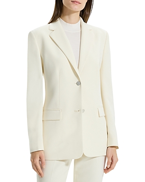 Theory Admiral Crepe Relaxed Blazer Jacket In Rice