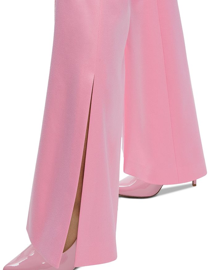 Shop Alice And Olivia Danette Mid Rise Flare Leg Slit Pants In Cherry Blossom