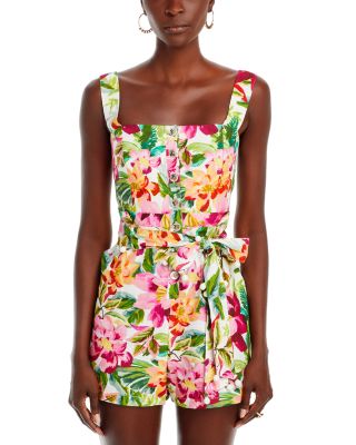 Painted Flowers Sleeveless Romper - Exclusive