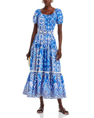 chinese dress ladies Blue Tile Dream Short Sleeve Mini Dress – FARM Rio