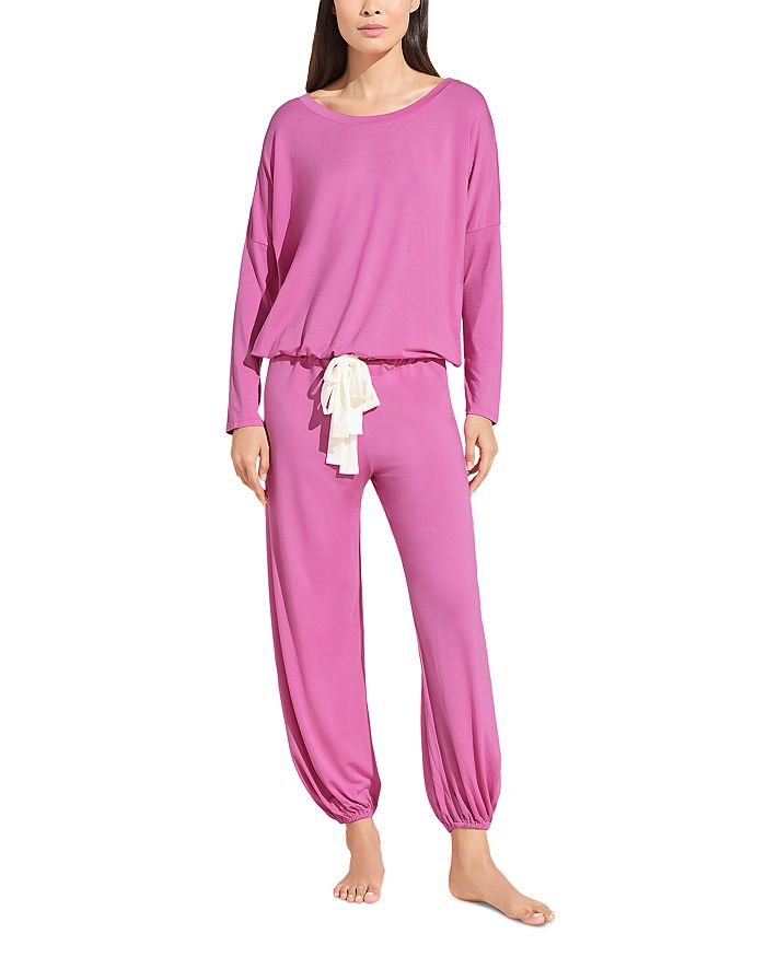 Eberjey Gisele Slouchy Pajama Set In Italian Rose/ Ivory