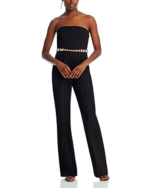 Retroféte Glenda Embellished Strapless Jumpsuit In Black/silver