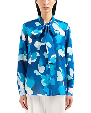 EMPORIO ARMANI TIE NECK BLOUSE