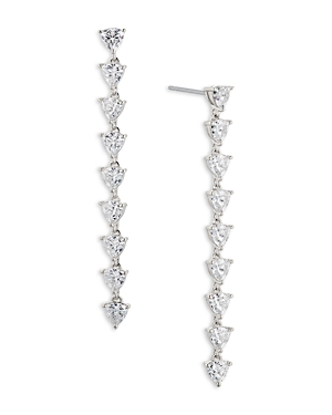 NADRI TRILLION CUBIC ZIRCONIA LINEAR DROP EARRINGS IN RHODIUM PLATED