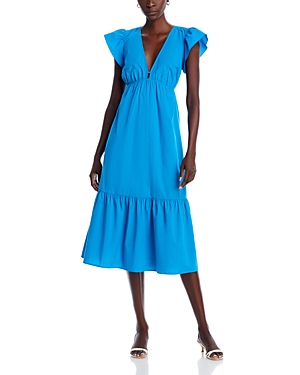 Rails Tina Flutter Sleeve Cotton Blend Midi Dress In Turkish Tile