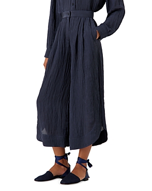 Emporio Armani Wide-leg Cropped Trousers In Solid Light