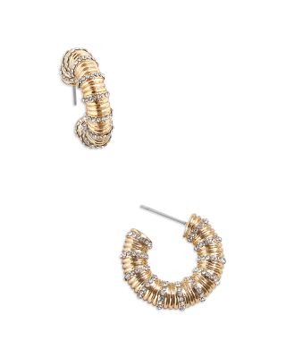 BAUBLEBAR - Olympia Pav&eacute; Textured Huggie Hoop Earrings in Gold Tone