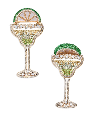 Shop Baublebar On The Rocks Crystal & Shell Cocktail Glass Drop Earrings In Gold Tone In Multi/gold
