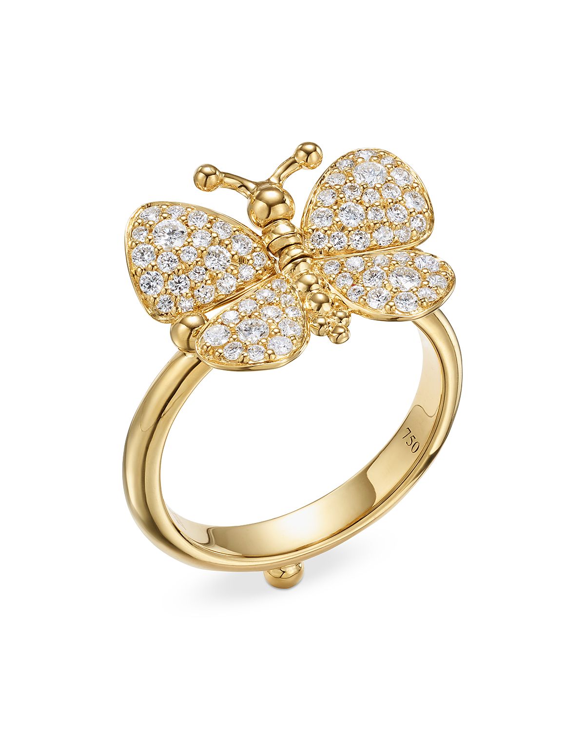 Temple St. Clair 18K Yellow Gold Diamond Snow Butterfly Ring