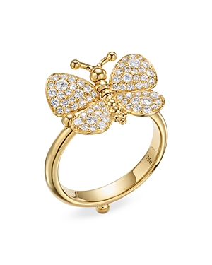 Temple St Clair 18k Yellow Gold Diamond Snow Butterfly Ring In Gold
