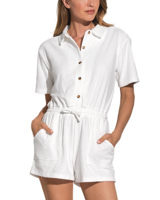 Elan - Button Front Swim Cover-Up Romper